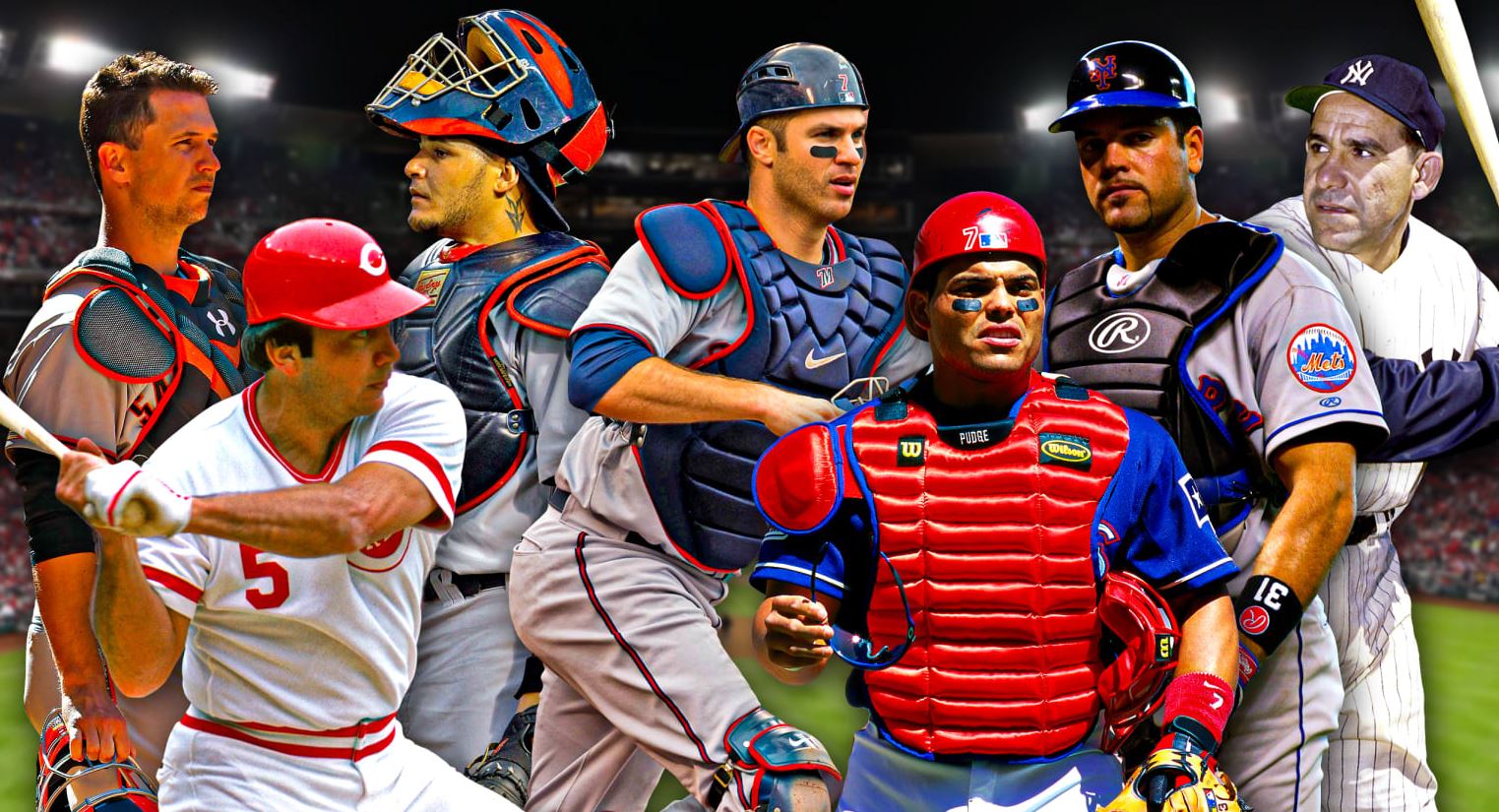 A wide shot of a catcher behind the plate representing the current catching landscape — one stratospheric outlier, and a tier below built primarily on gloves.